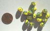 15 8mm Round Yellow with Green Red Millefiore